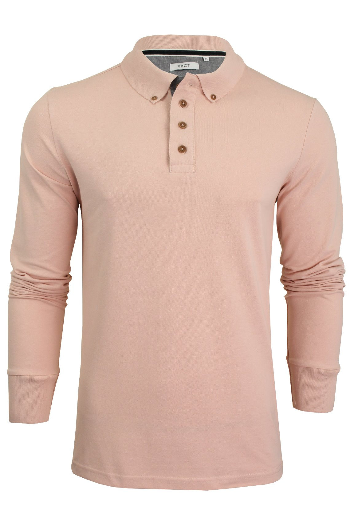Xact Mens Polo T-Shirt Pique Long Sleeved, 01, XP1003, Summer Pink