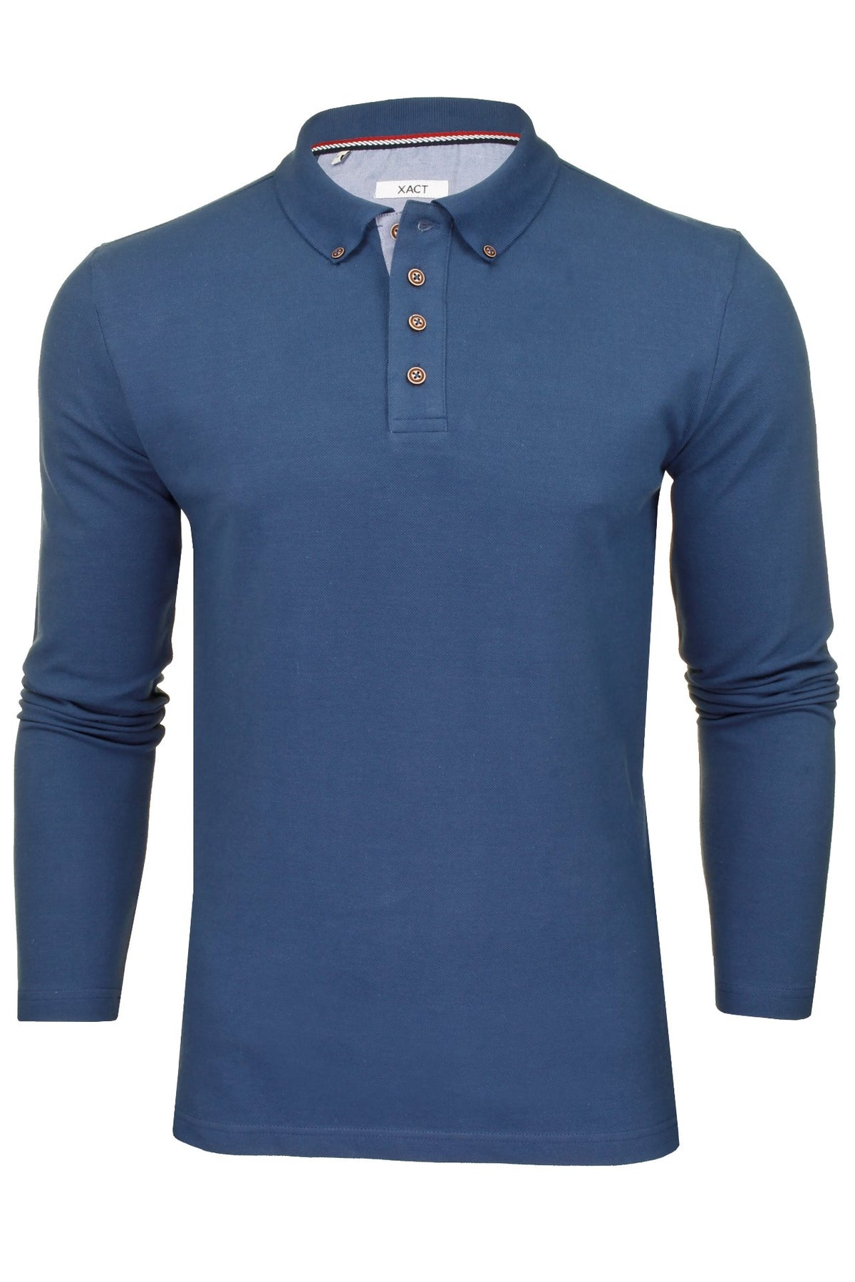 Xact Mens Polo T-Shirt Pique Long Sleeved, 01, XP1003, Vintage Blue