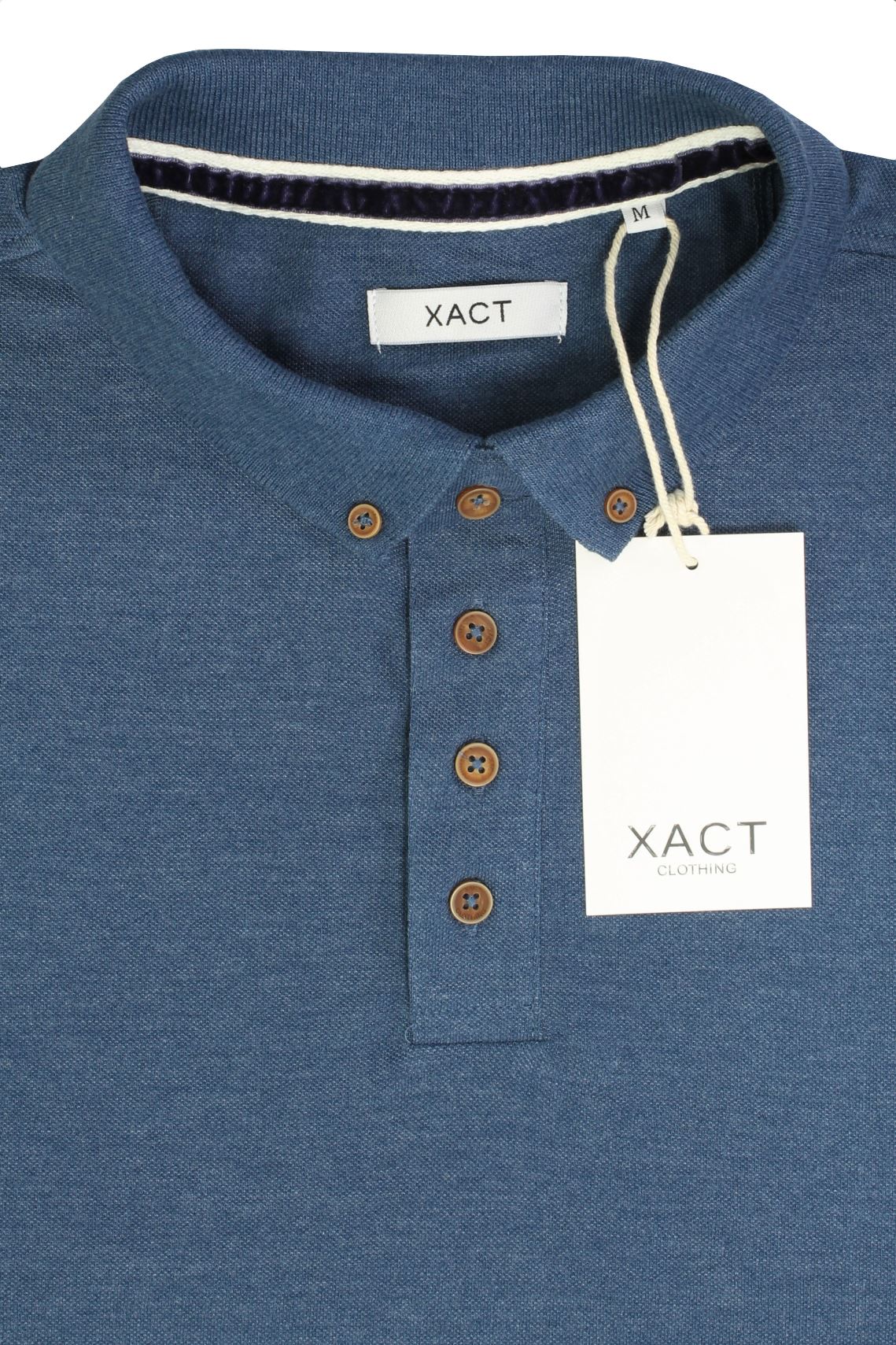 Xact Mens Polo T-Shirt Pique Long Sleeved, 04, XP1003, Vintage Blue