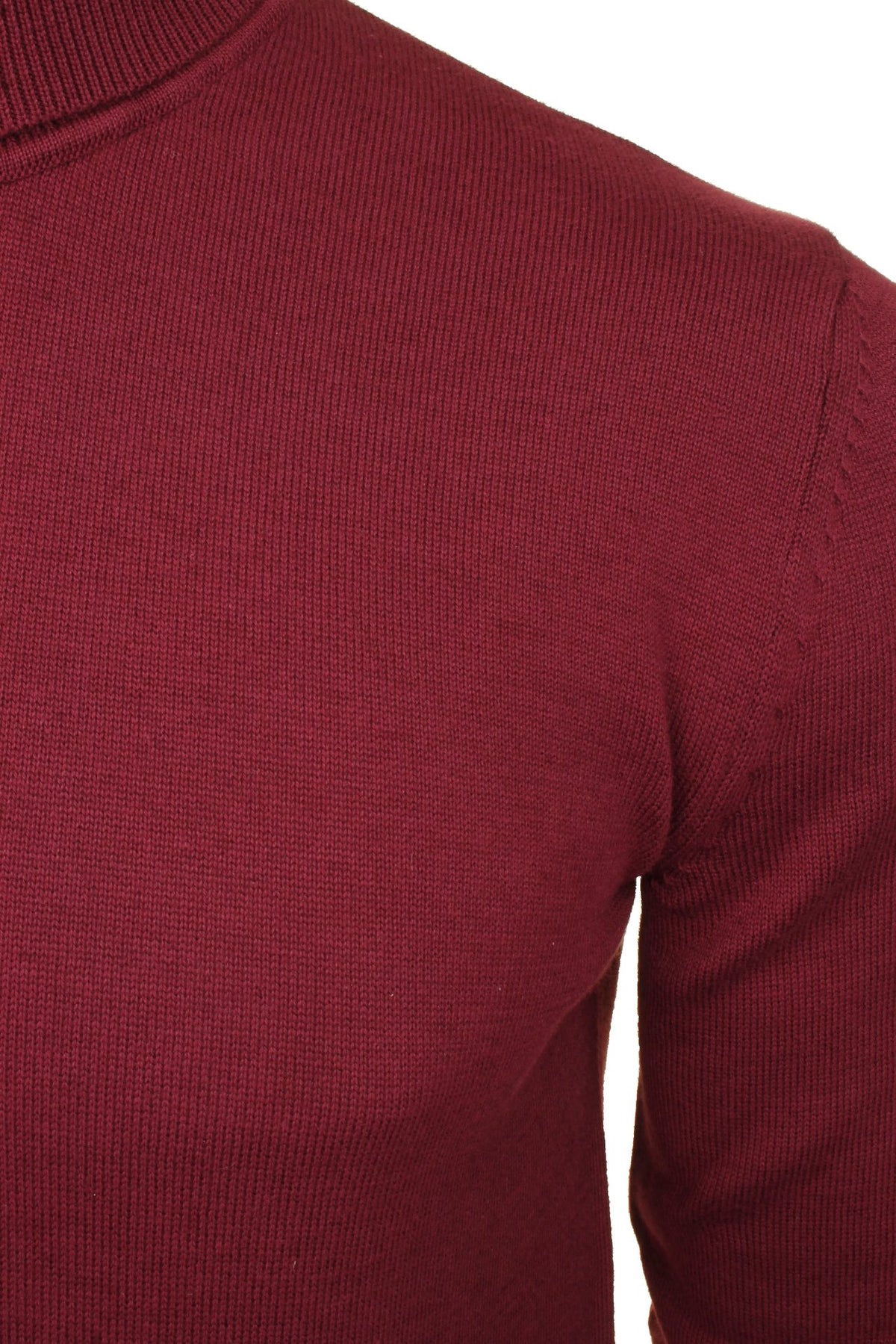 Xact Mens Roll Neck Jumper - 100% Cotton - Long Sleeved, 02, XK1004, Burgundy