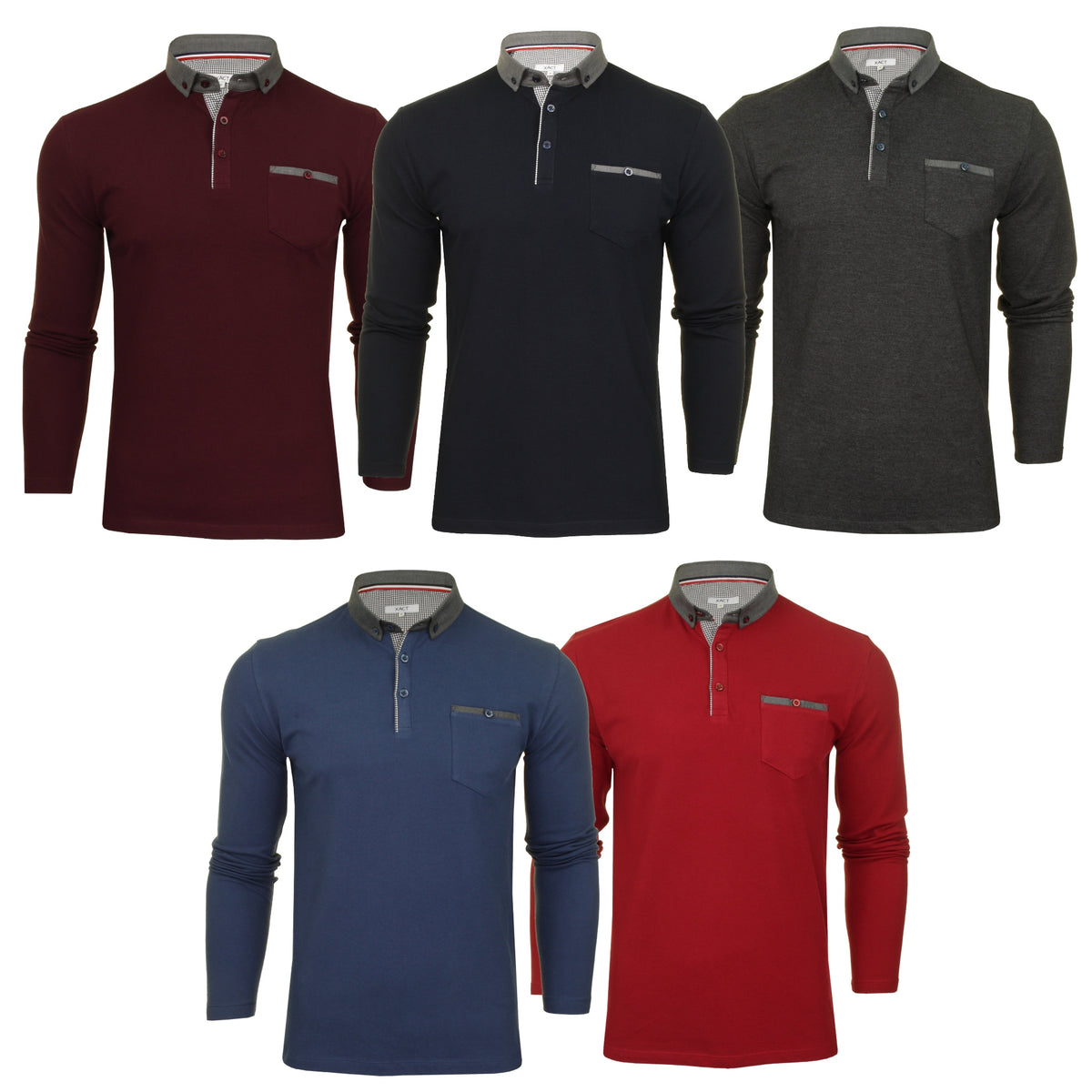 Xact Men's Long-Sleeved Polo T-Shirt, 100% Cotton Pique, Slim Fit