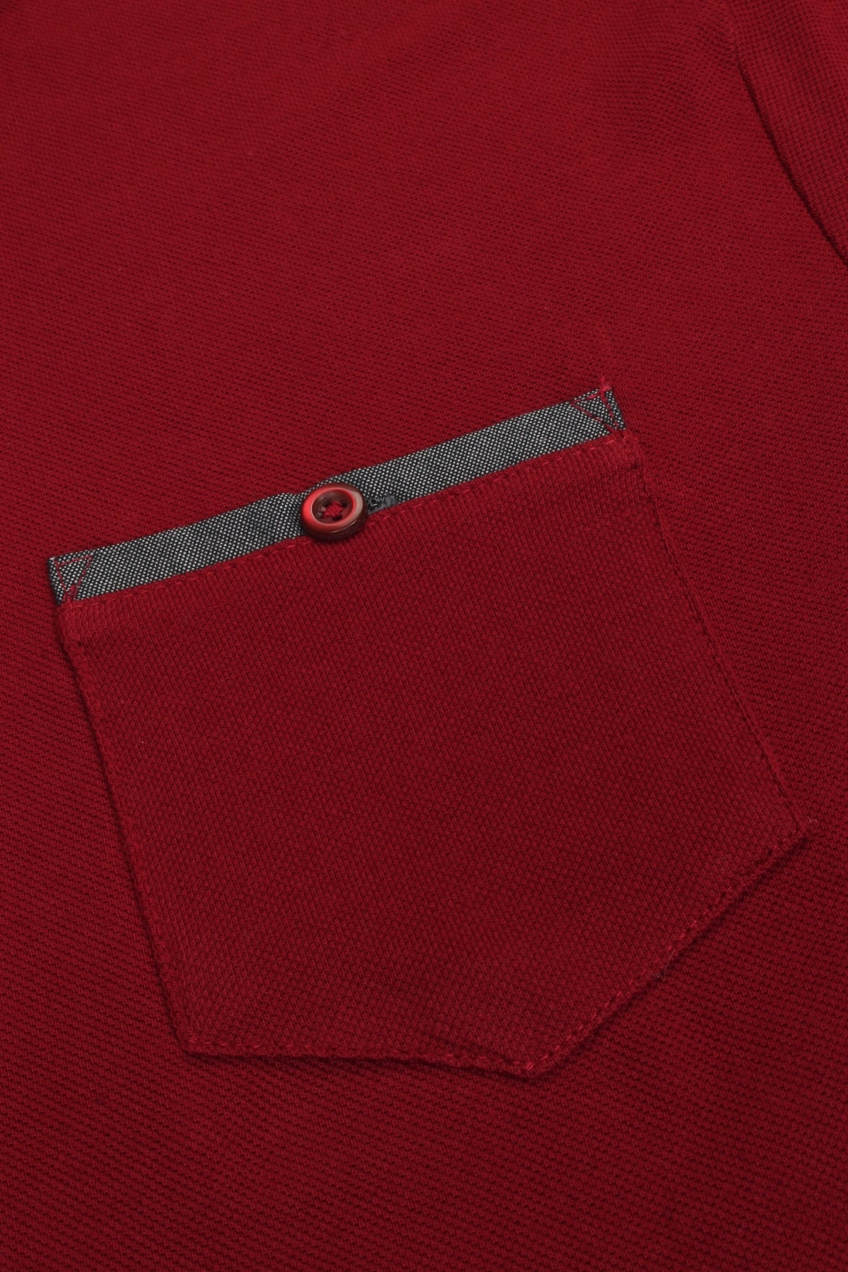 Mens Long Sleeved Button Down Collar Polo T-Shirt by Xact, 05, Xp1026, Burgundy