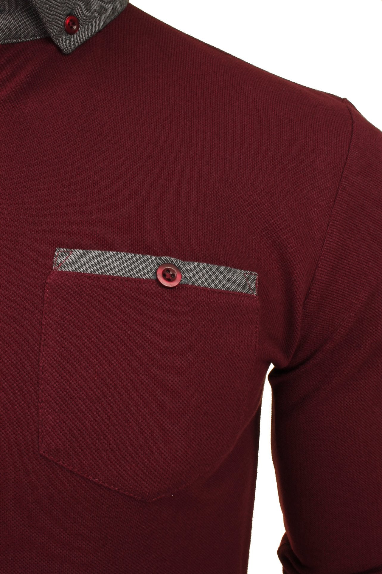 Long sleeve polo button down clearance collar