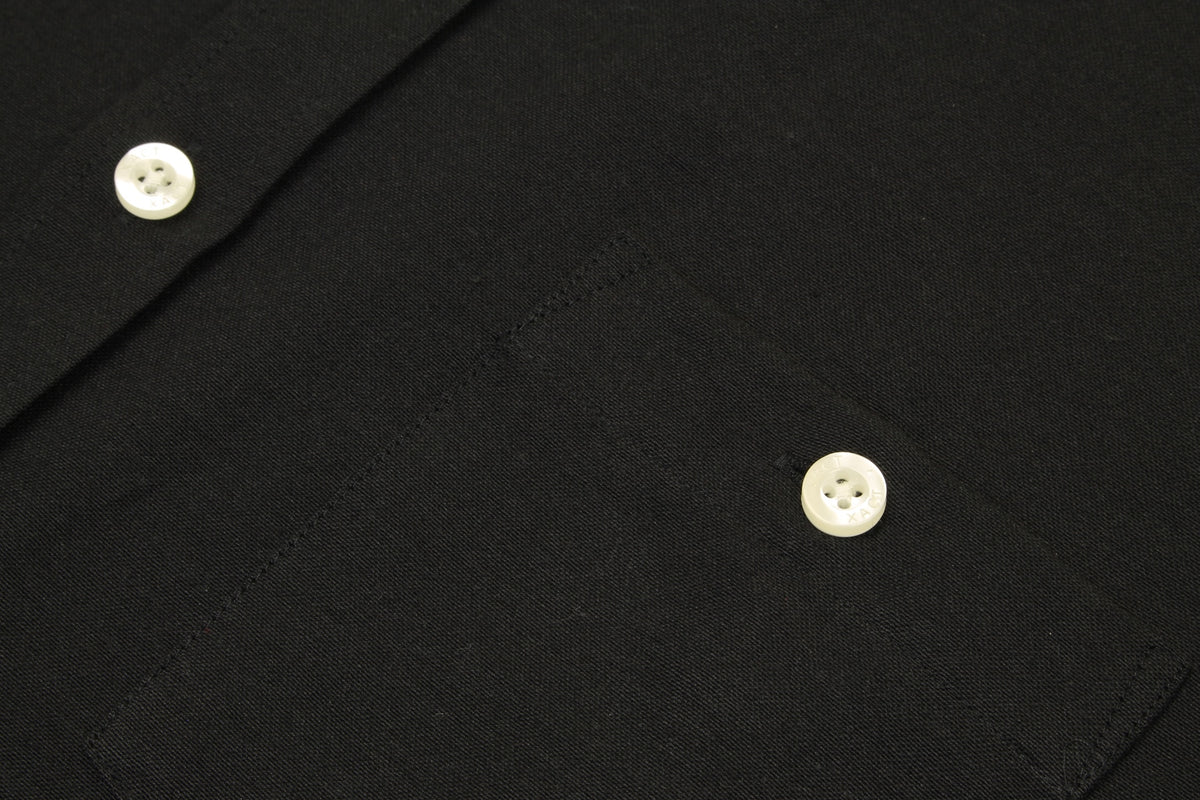 Xact Men's Grandad Collar Oxford Shirt Slim Fit Short Sleeved, 05, Xsh1022, Black