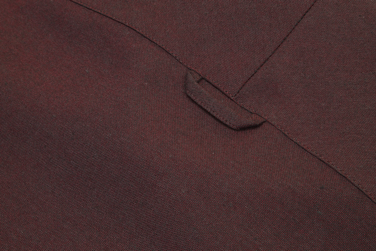 Xact Men's Grandad Collar Oxford Shirt Slim Fit Short Sleeved, 06, Xsh1022, Dark Burgundy