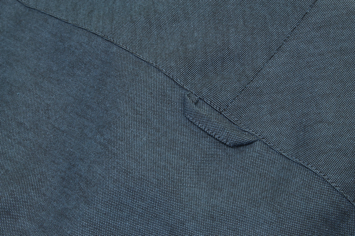 Xact Men's Grandad Collar Oxford Shirt Slim Fit Short Sleeved, 05, Xsh1022, Denim Blue