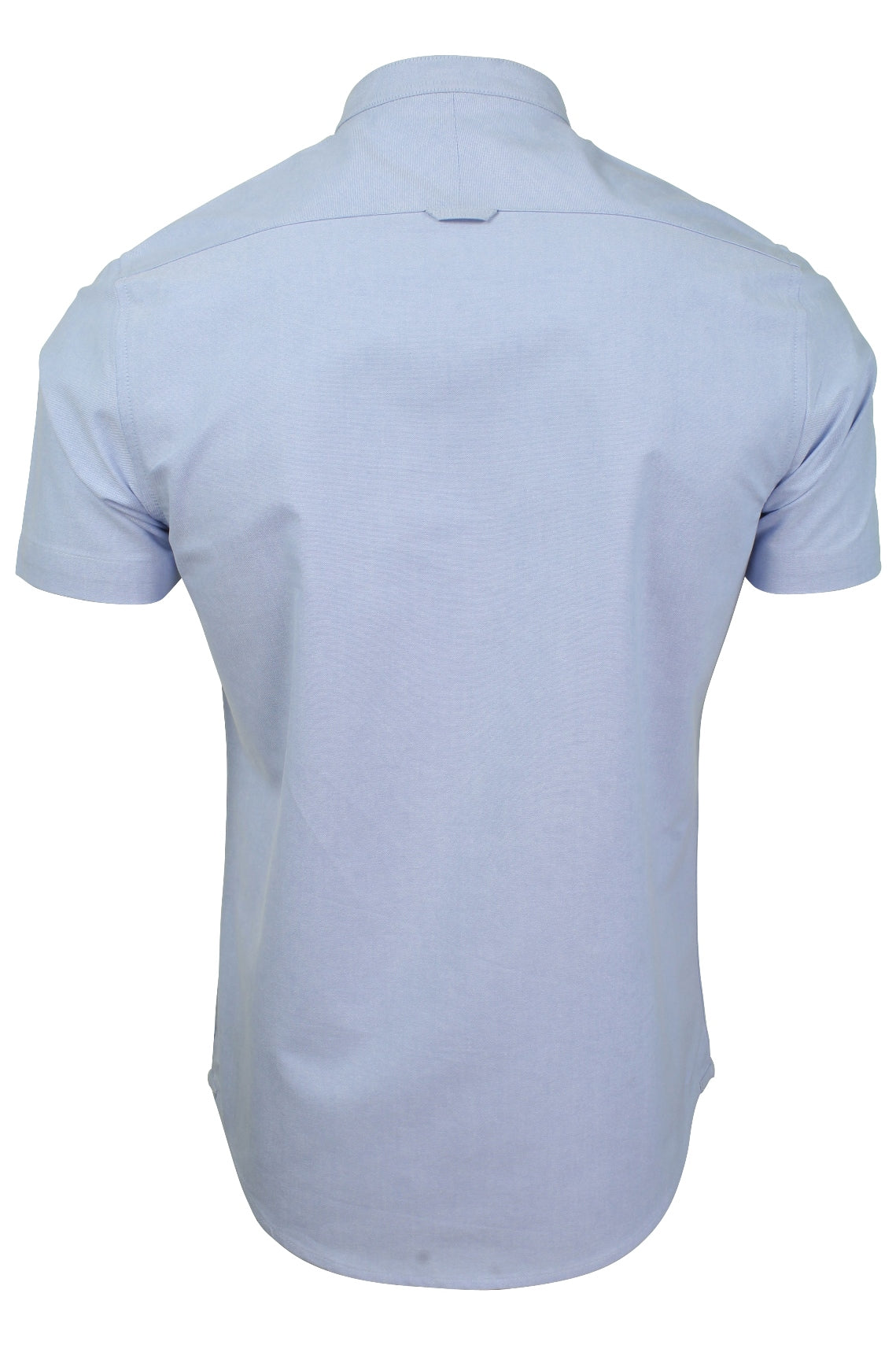 Xact Men's Grandad Collar Oxford Shirt Slim Fit Short Sleeved, 03, Xsh1022, Light Blue