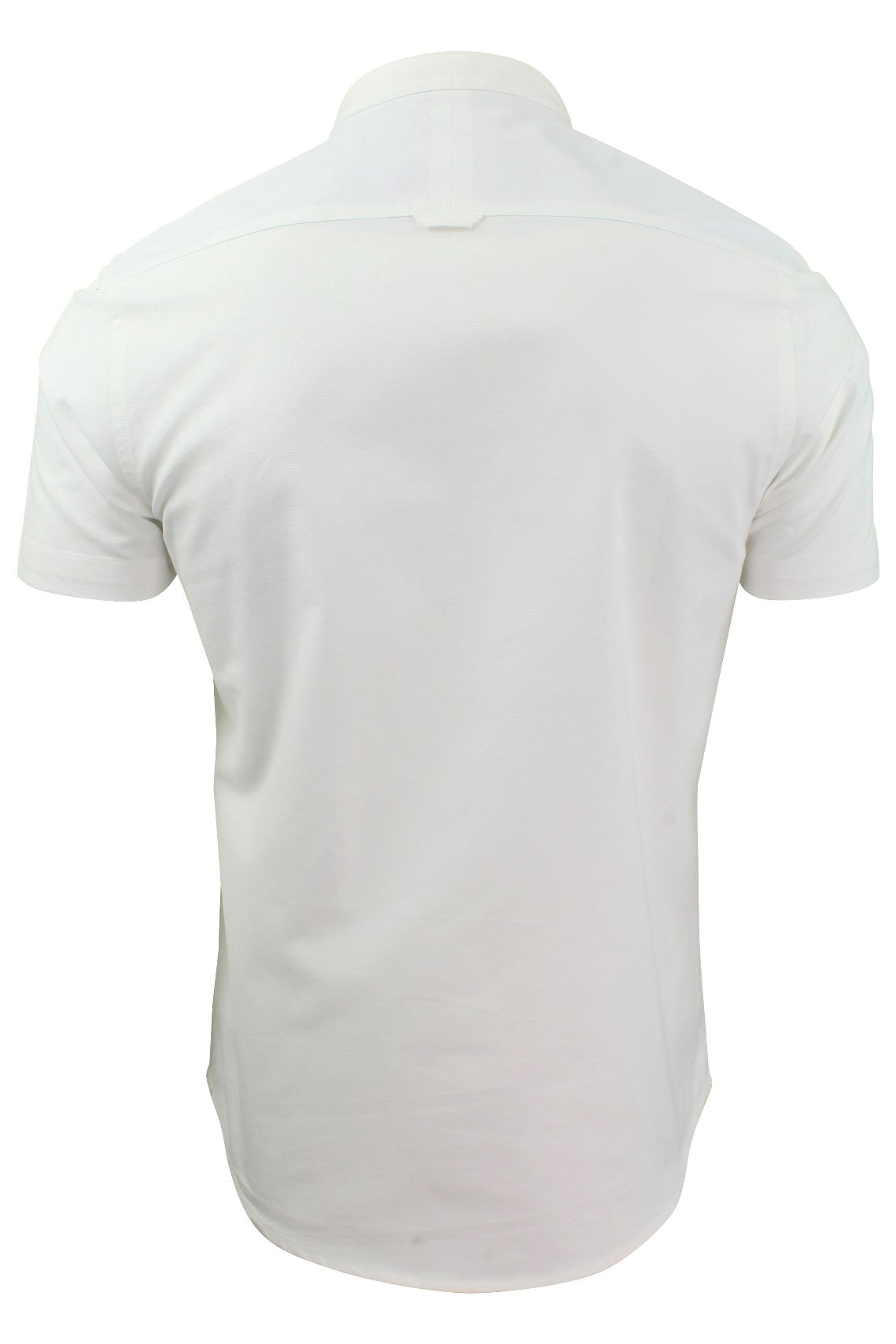 Xact Men's Grandad Collar Oxford Shirt Slim Fit Short Sleeved, 03, Xsh1022, White