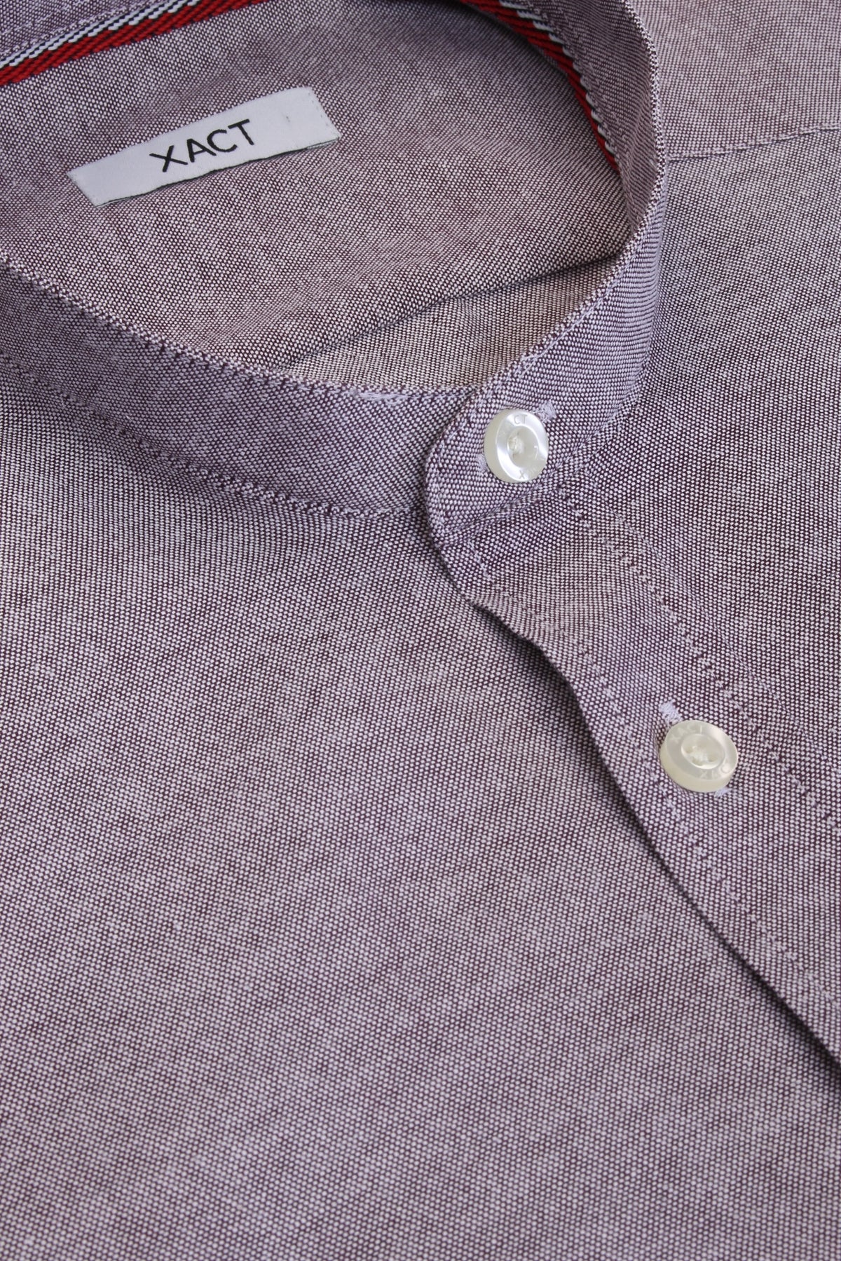Xact Men's Grandad Collar Oxford Shirt Slim Fit Short Sleeved, 04, Xsh1022, Light Burgundy