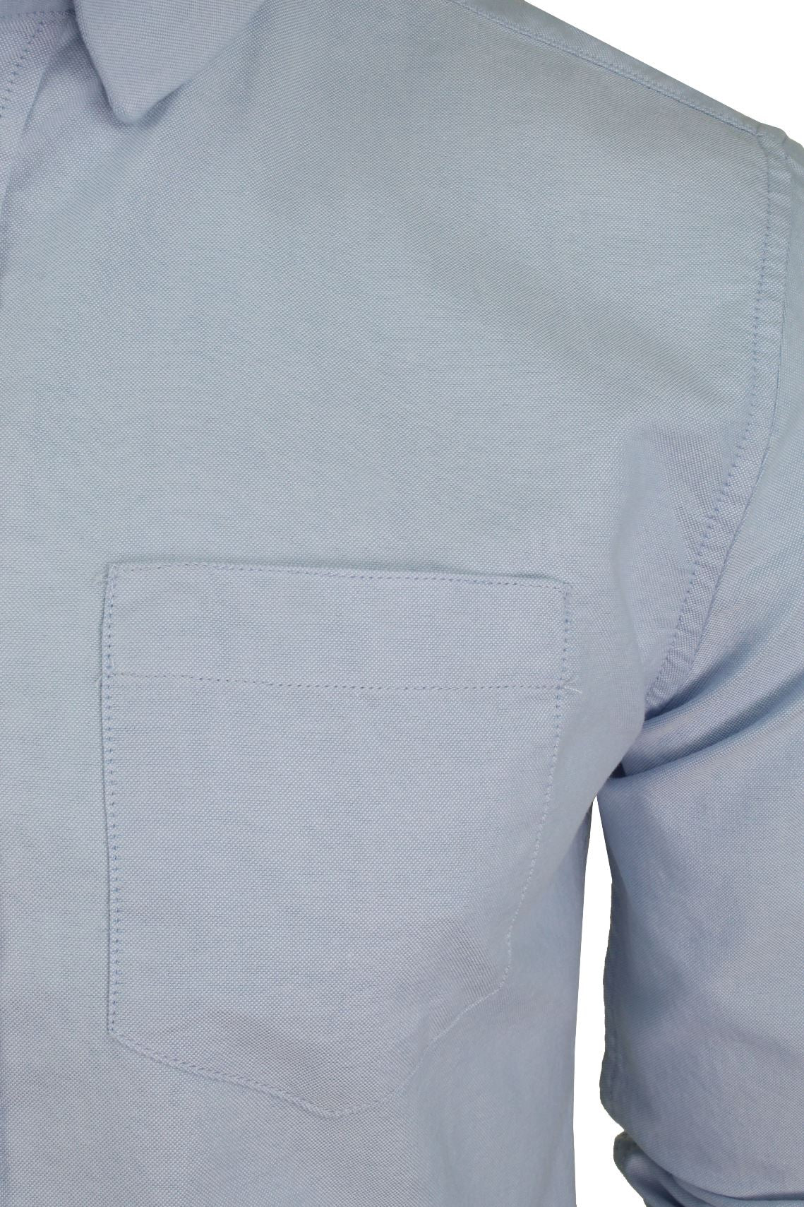 Xact Mens Long Sleeved Button-Down Collar Oxford Shirt, 02, Xsh1033, Blue