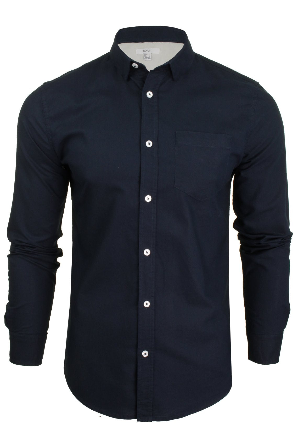 Xact Mens Long Sleeved Button-Down Collar Oxford Shirt, 01, Xsh1033, Navy
