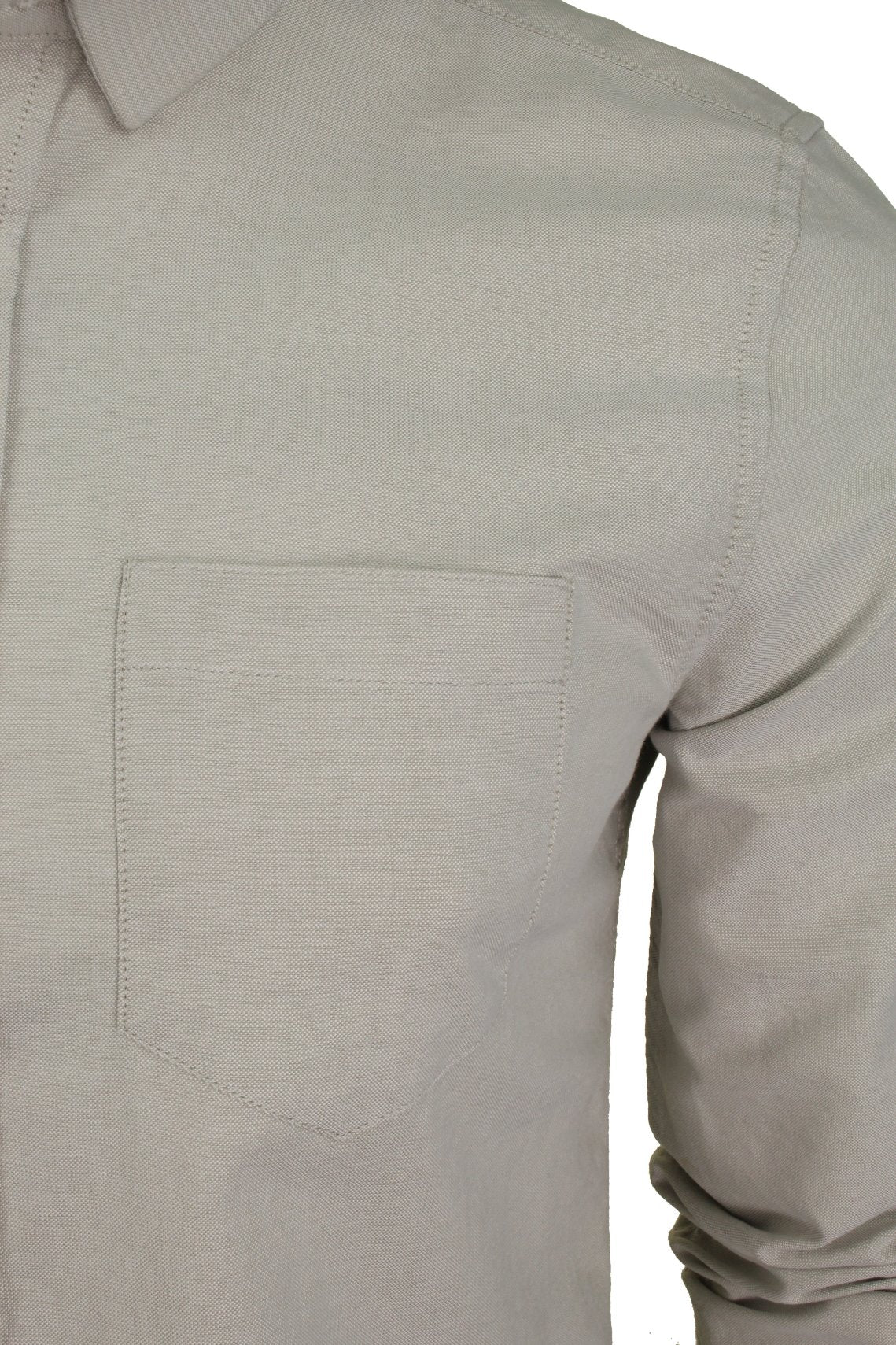 Xact Mens Long Sleeved Button-Down Collar Oxford Shirt, 02, Xsh1033, Stone