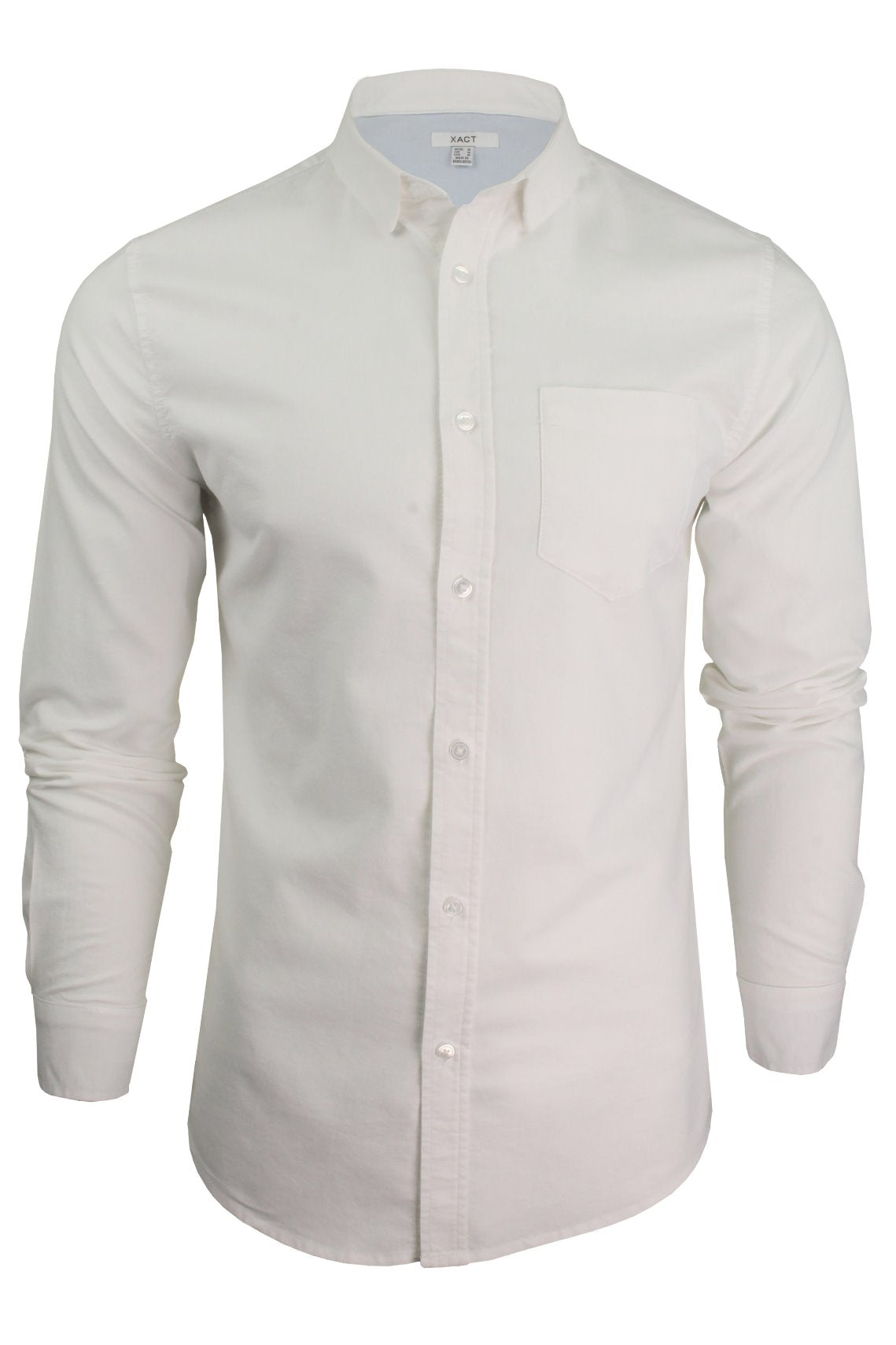 Xact Mens Long Sleeved Button-Down Collar Oxford Shirt, 01, Xsh1033, White