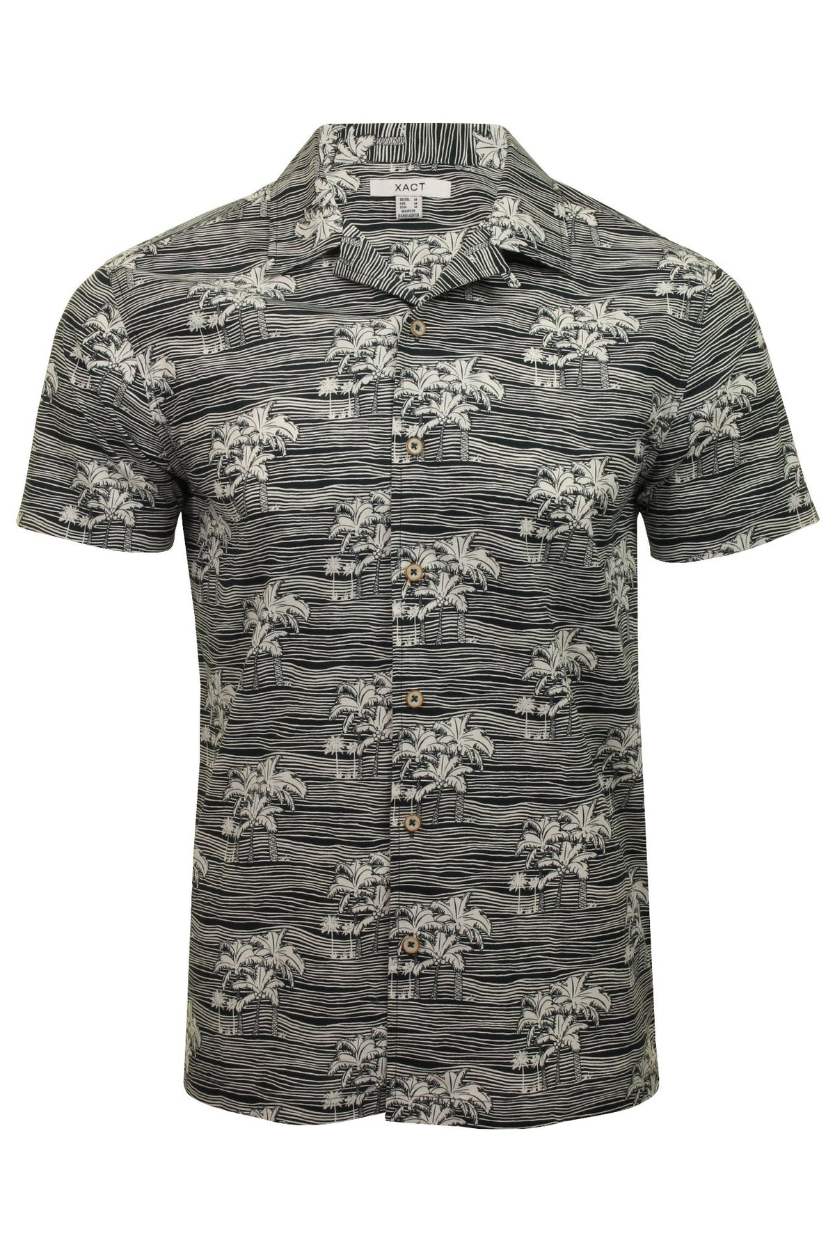Xact Mens Floral Hawaiian Shirt  Short Sleeved, 01, Xsh1051, Navy Palm Tree