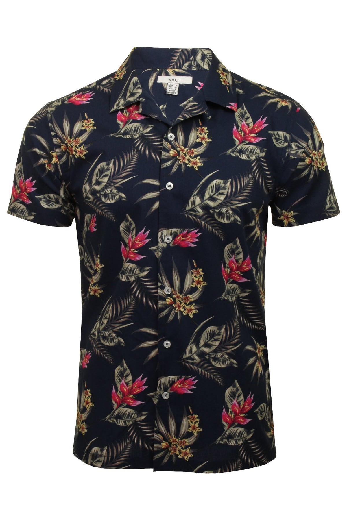 Xact Mens Floral Hawaiian Shirt  Short Sleeved, 01, Xsh1051