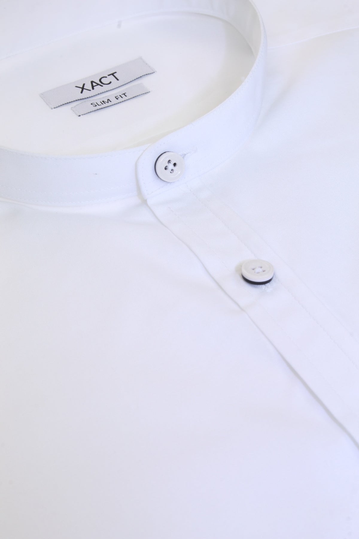 Xact Mens Grandad Collar Poplin Shirt Nehru - Short Sleeved - Slim Fit, 04, Xsh1069, White
