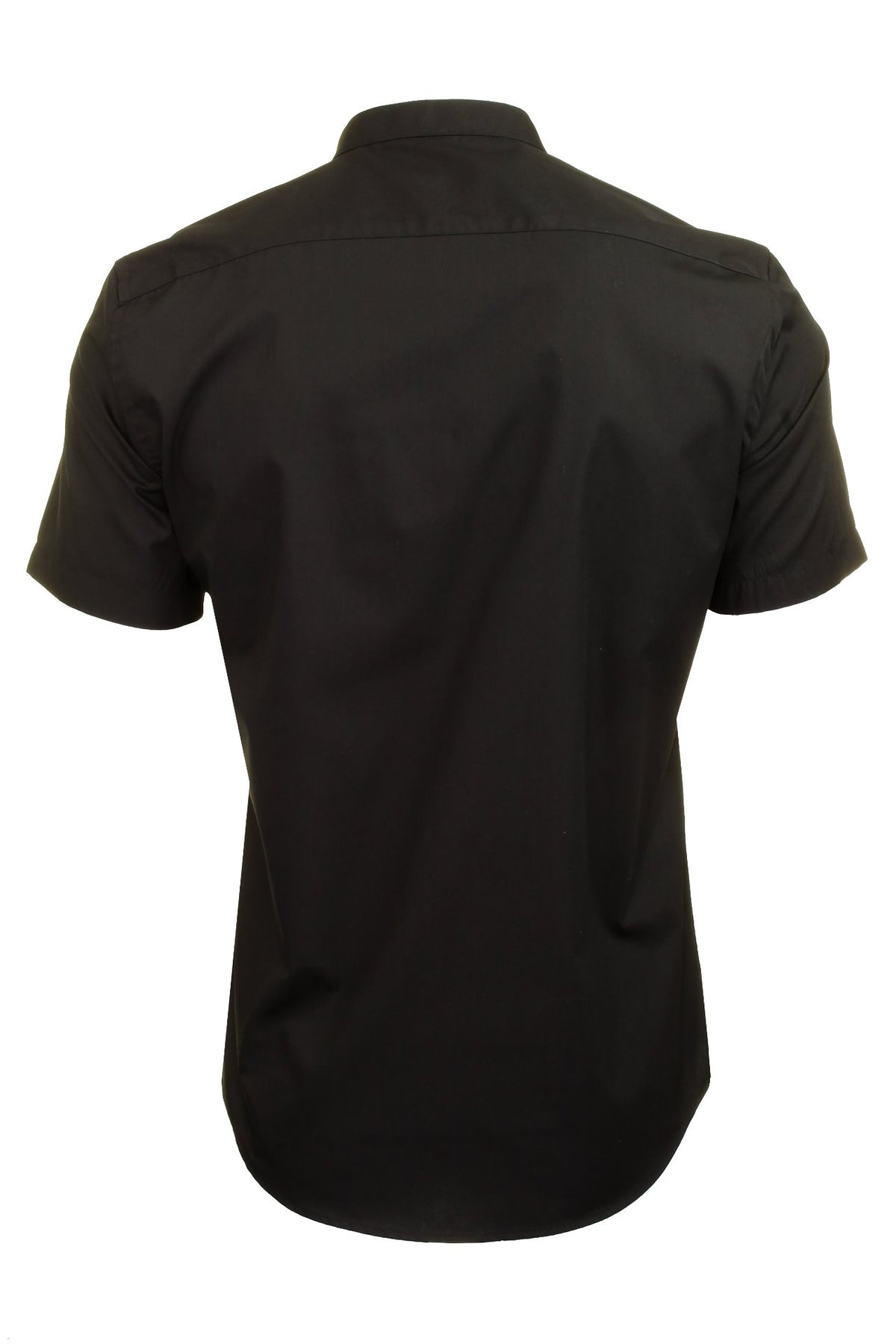 Xact Mens Grandad Collar Poplin Shirt Nehru - Short Sleeved - Slim Fit, 03, Xsh1069, Black
