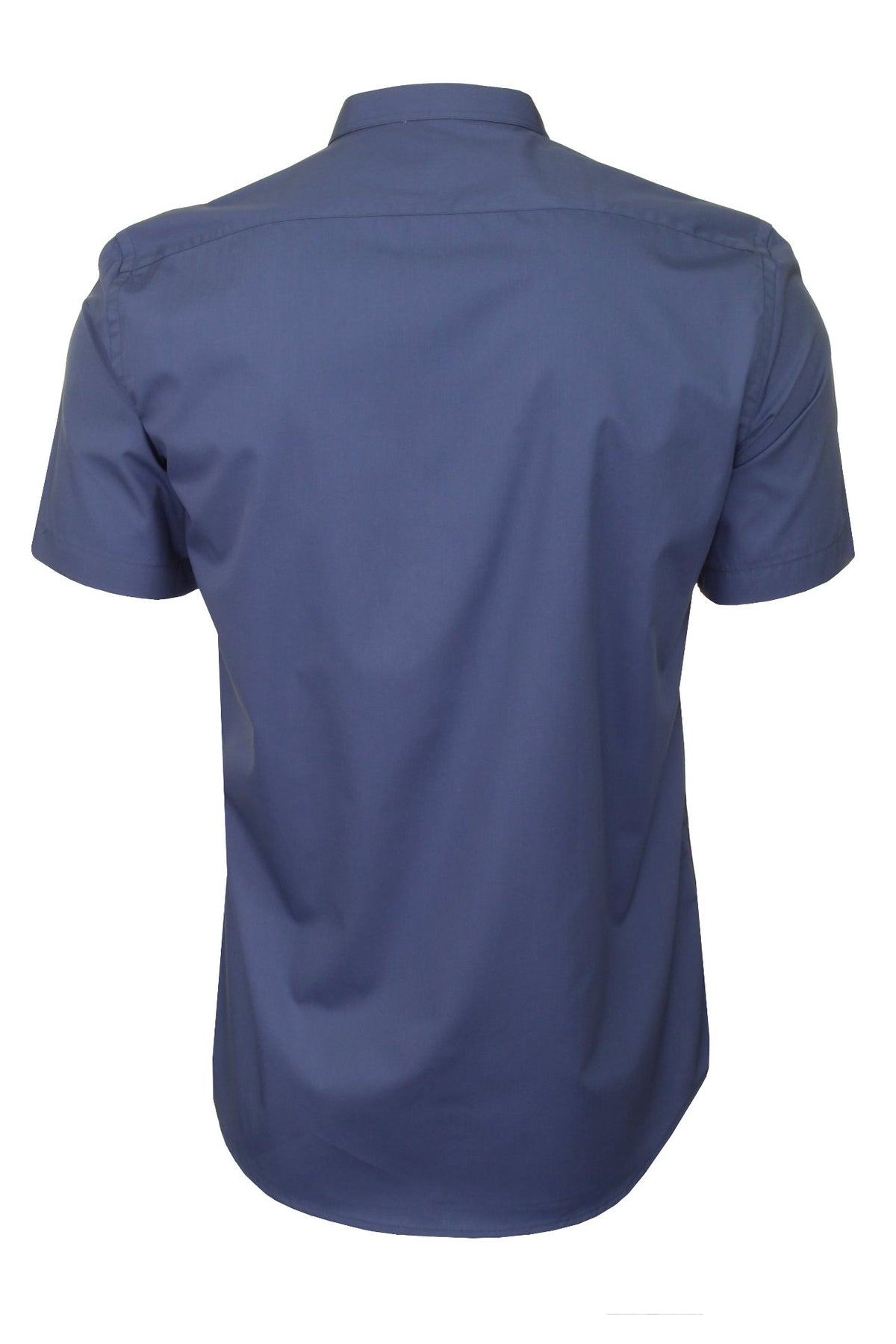 Xact Mens Grandad Collar Poplin Shirt Nehru - Short Sleeved - Slim Fit, 03, Xsh1069, Dusky Blue