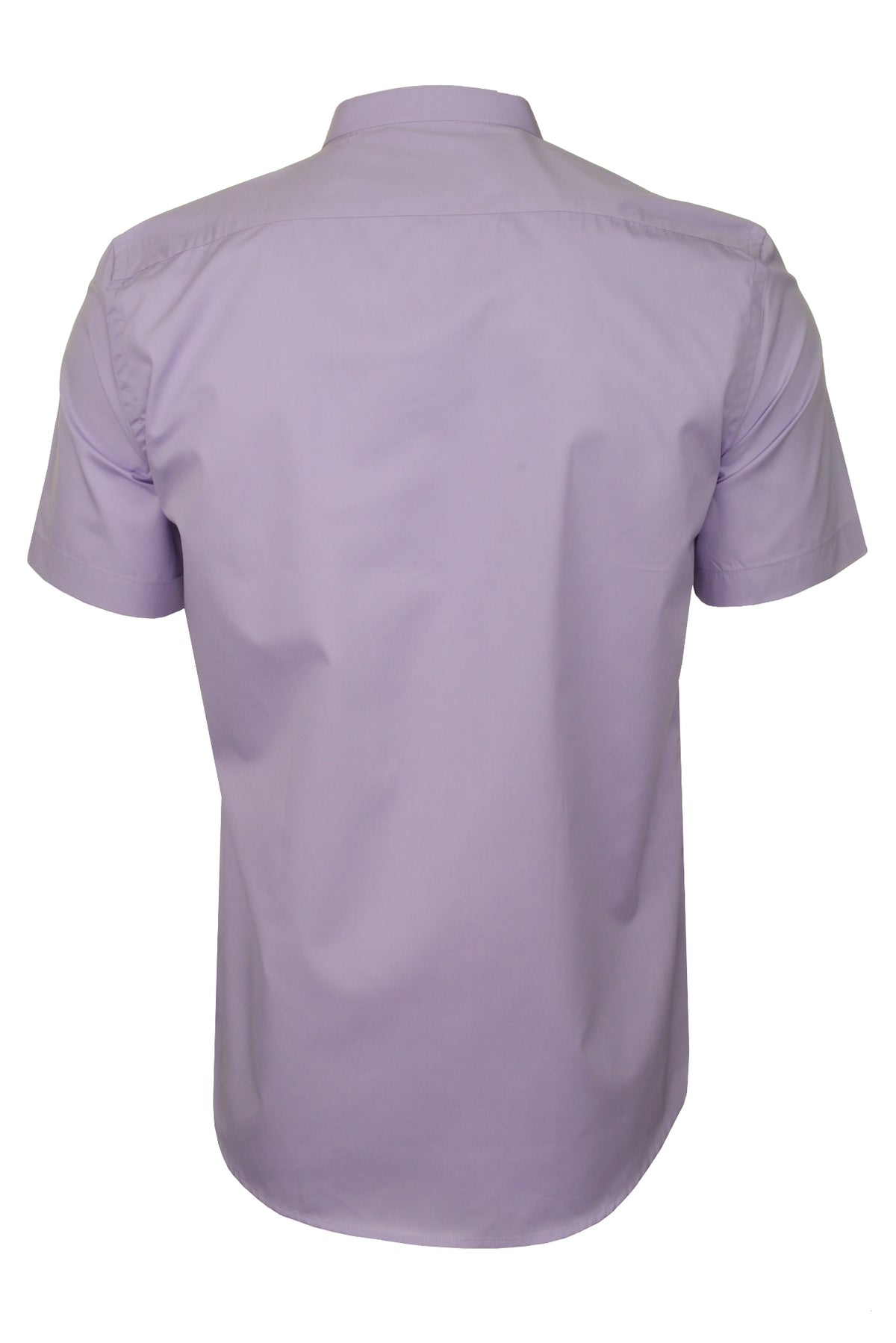 Xact Mens Grandad Collar Poplin Shirt Nehru - Short Sleeved - Slim Fit, 03, Xsh1069, Lilac