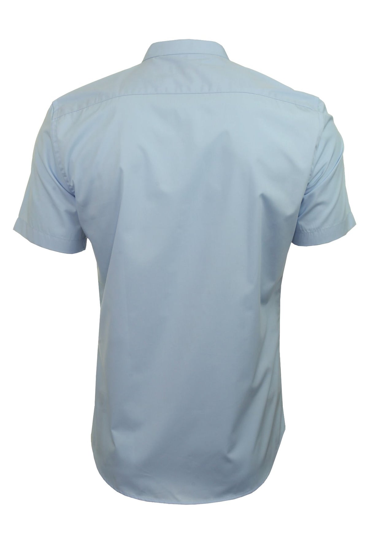 Xact Mens Grandad Collar Poplin Shirt Nehru - Short Sleeved - Slim Fit, 03, Xsh1069, Sky Blue