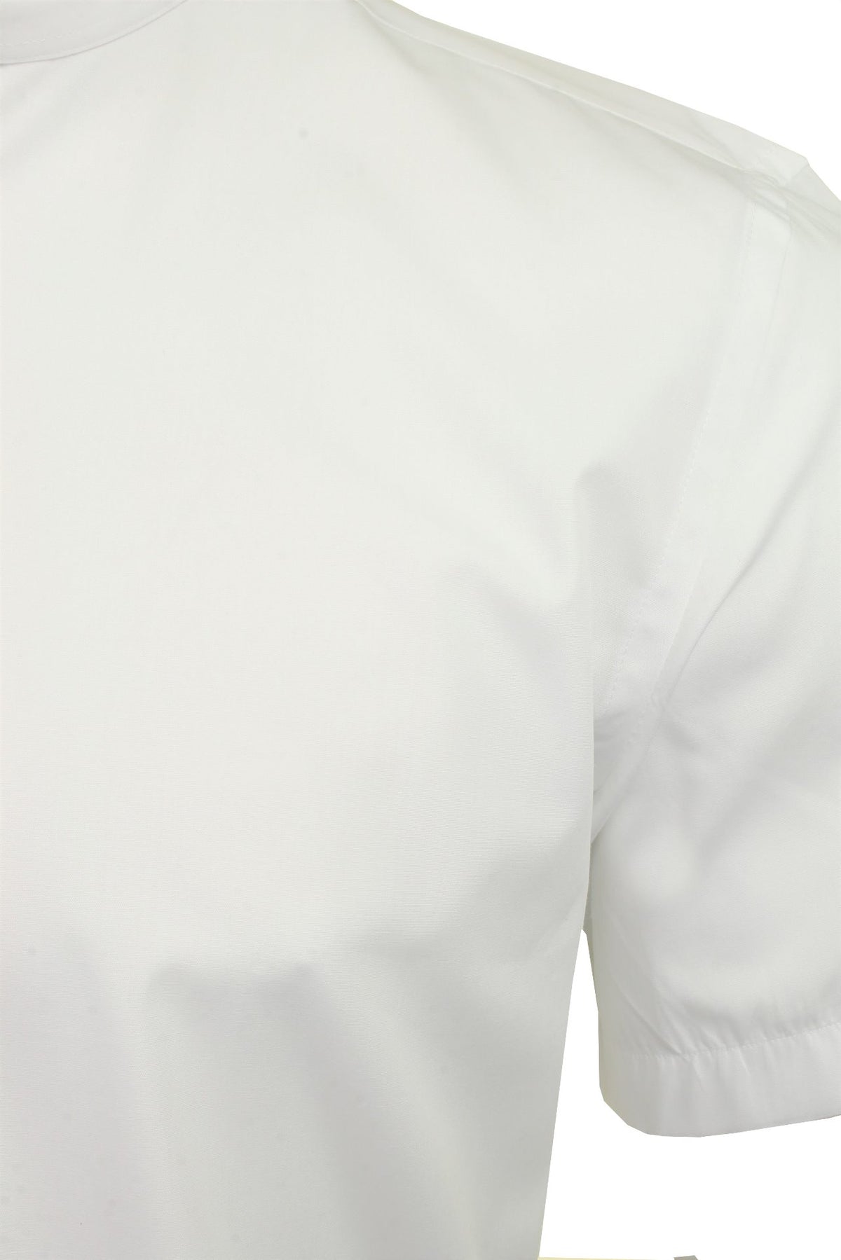 Xact Mens Grandad Collar Poplin Shirt Nehru - Short Sleeved - Slim Fit, 02, Xsh1069, White