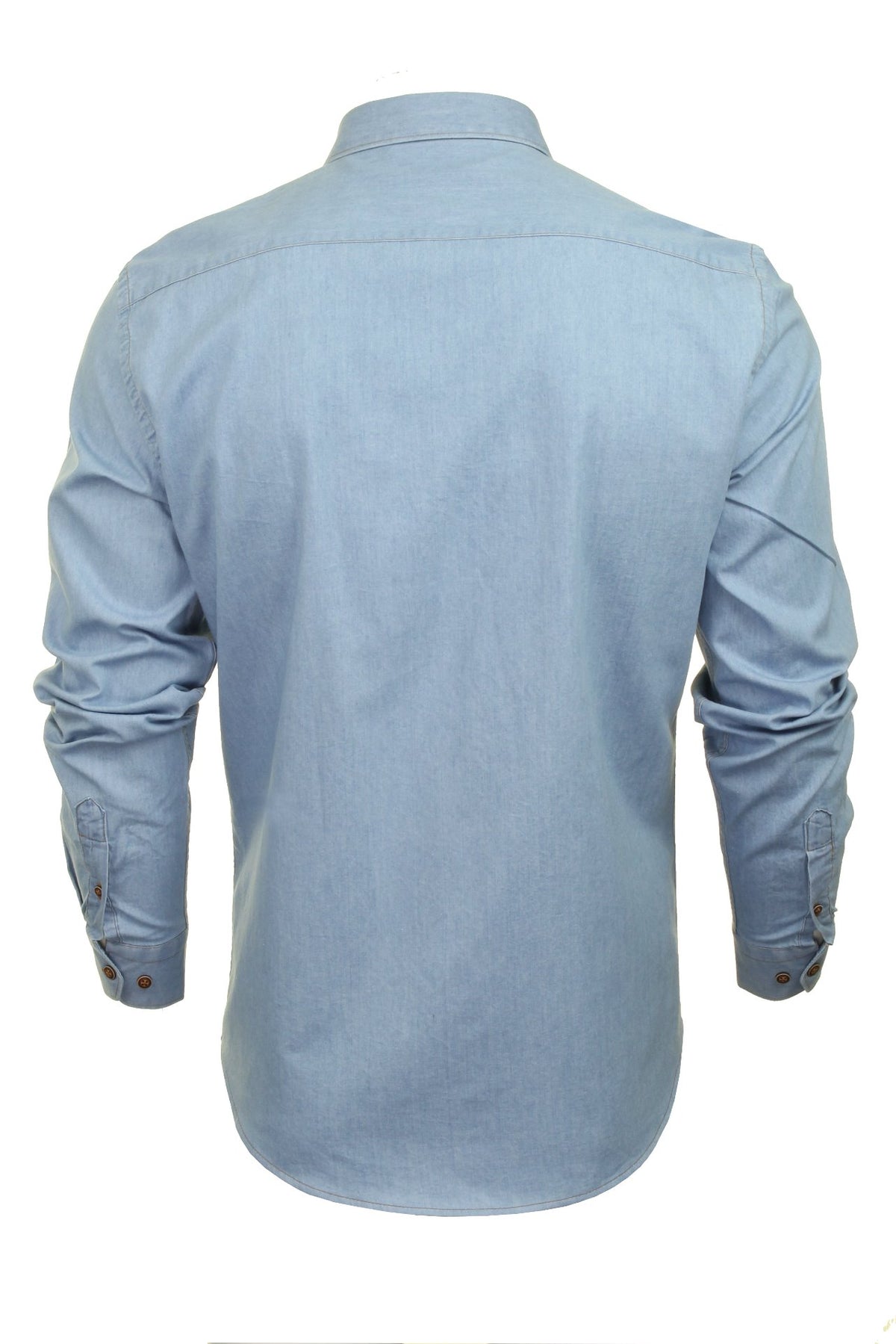 Xact Mens Long Sleeved Denim Shirt - Slim Fit, 03, Xsh1074, Blue