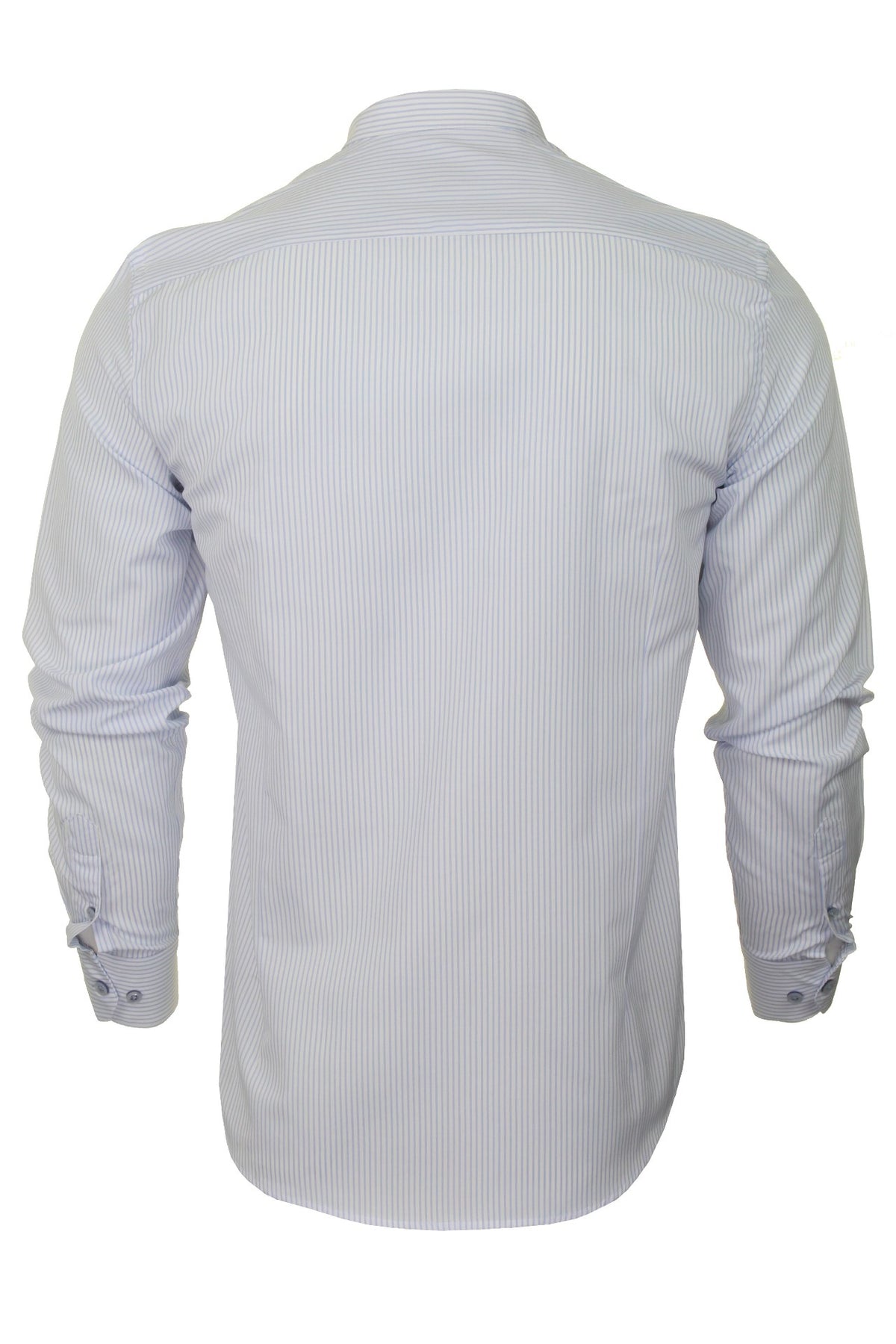 Xact Mens Stripe Grandad Shirt - Long Sleeved, 03, Xsh1078, Light Blue Stripe