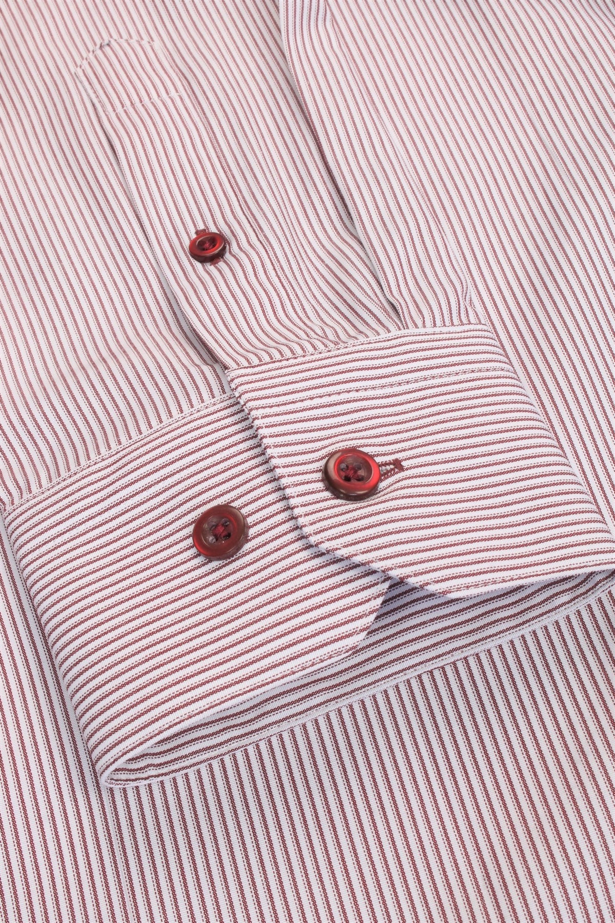 Xact Mens Stripe Grandad Shirt - Long Sleeved, 05, Xsh1078, Burgundy Stripe