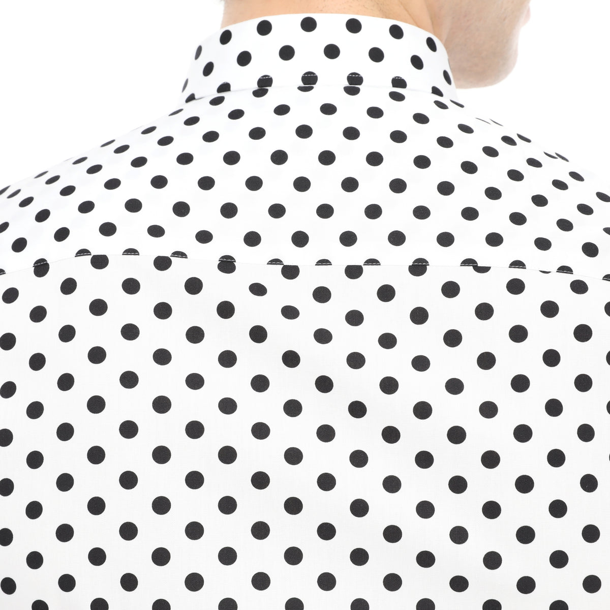 Xact Mens Polka Dot Shirt - Long Sleeved Mod Vintage, 06, XSH1091, White/ Black
