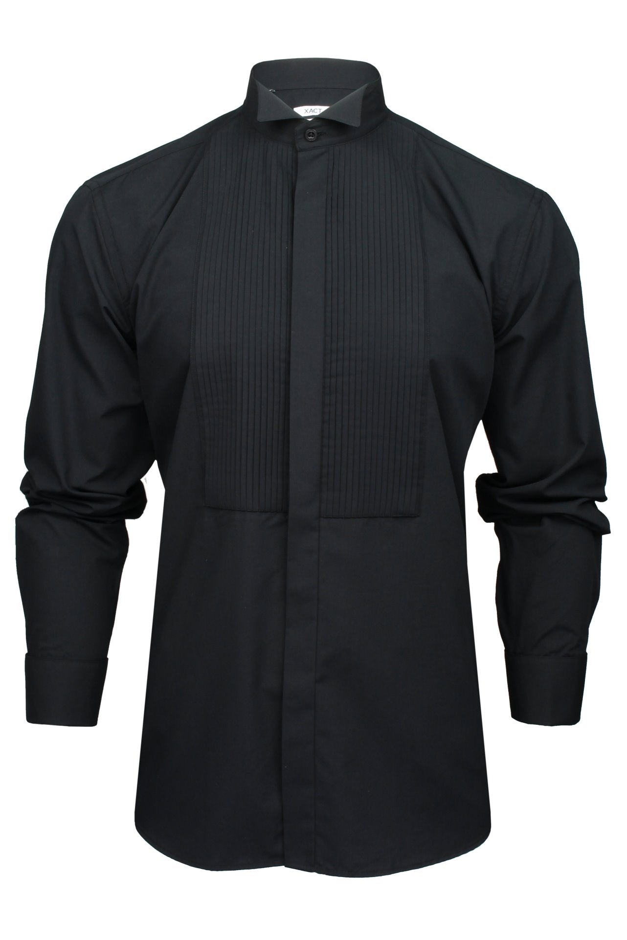 Mens black shirt with 2024 white collar and cuffs