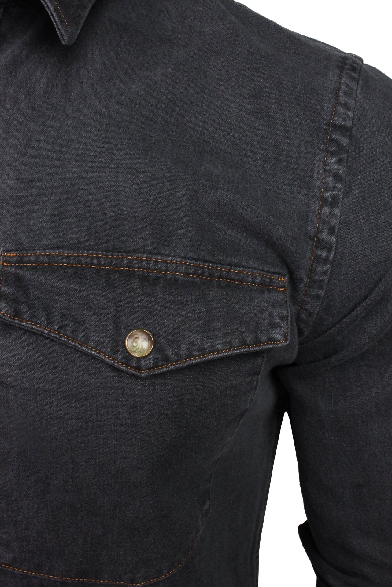 Mens black denim hot sale shirt long sleeve