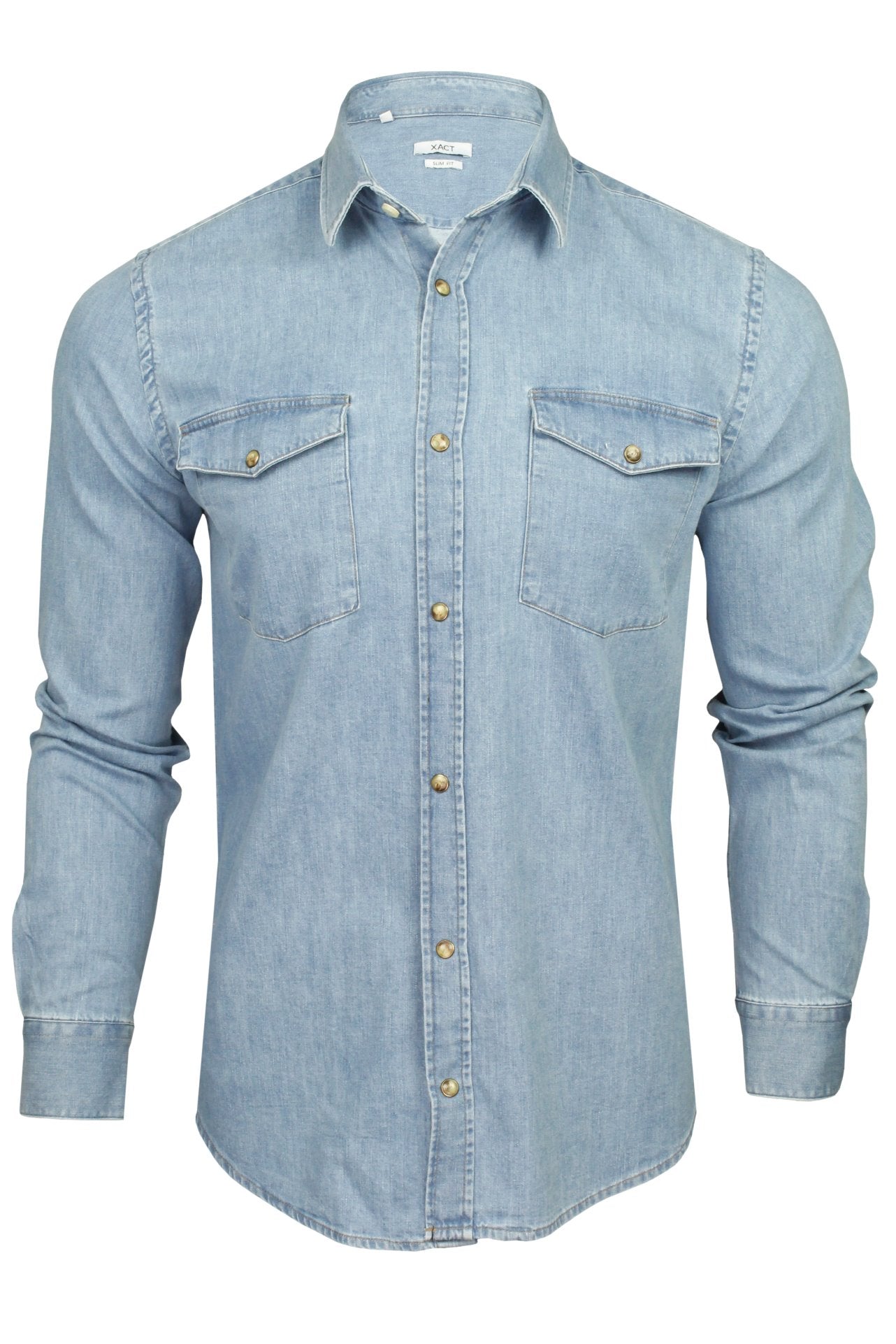 Xact Mens 6.6 oz Denim Shirt Long Sleeved