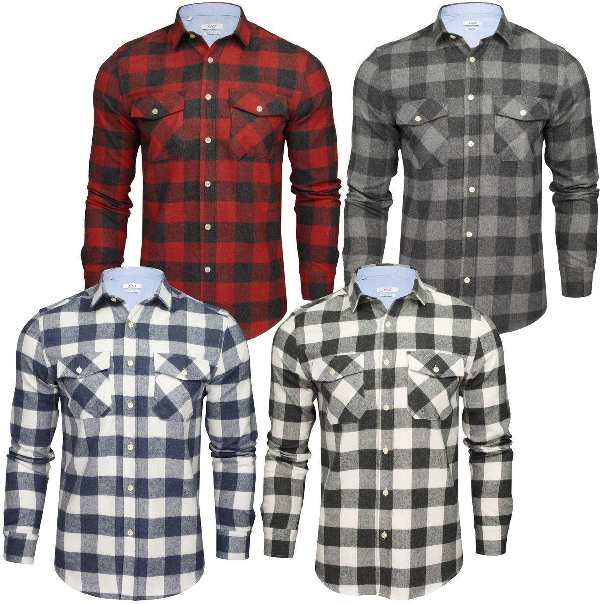 Xact Mens Soft Flannel Buffalo Check Shirt - Long Sleeved, 01, Xsh1136