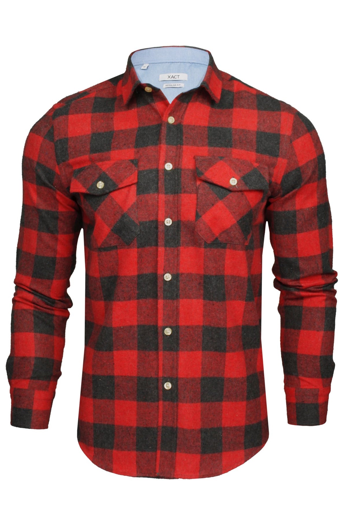 Xact Mens Soft Flannel Buffalo Check Shirt - Long Sleeved, 01, Xsh1136, Jack - Red/ Dark Grey