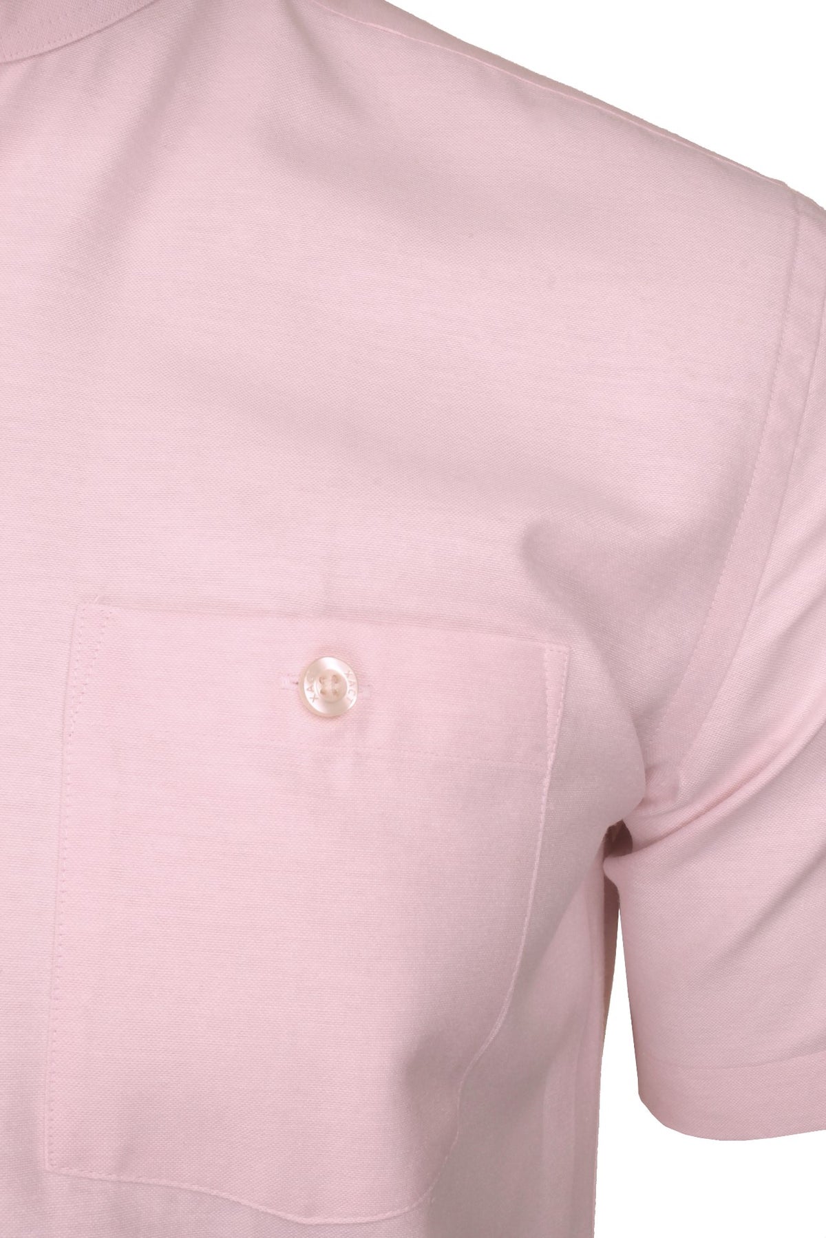 Xact Men's Grandad Collar Oxford Shirt Slim Fit Short Sleeved, 02, Xsh1022, Soft Pink