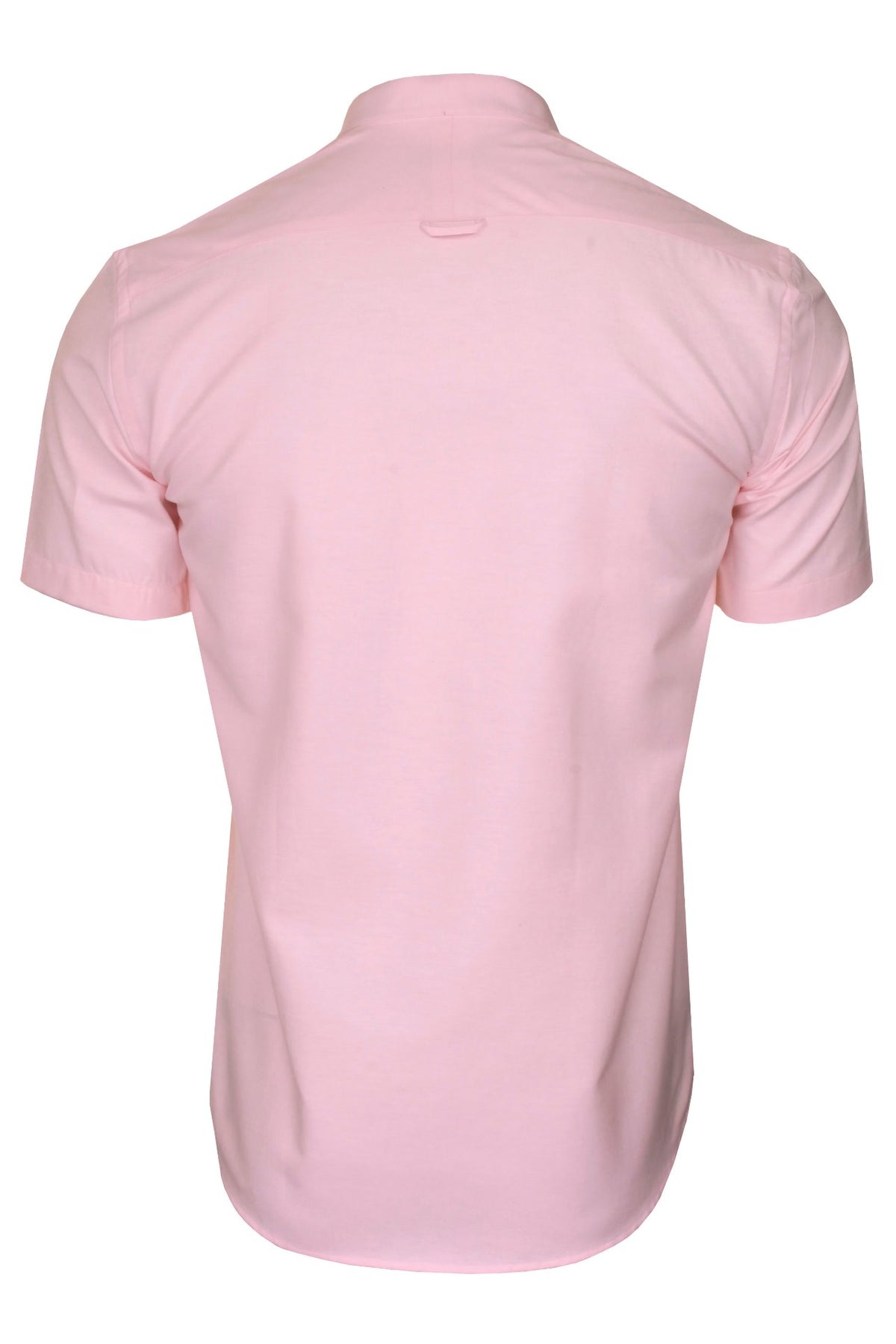 Xact Men's Grandad Collar Oxford Shirt Slim Fit Short Sleeved, 03, Xsh1022, Soft Pink