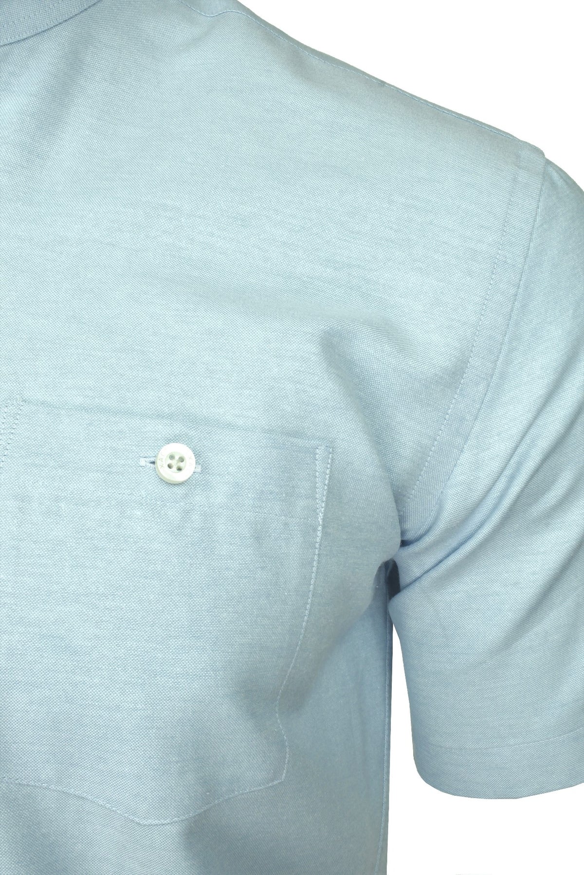 Xact Men's Grandad Collar Oxford Shirt Slim Fit Short Sleeved, 02, Xsh1022, Riviera