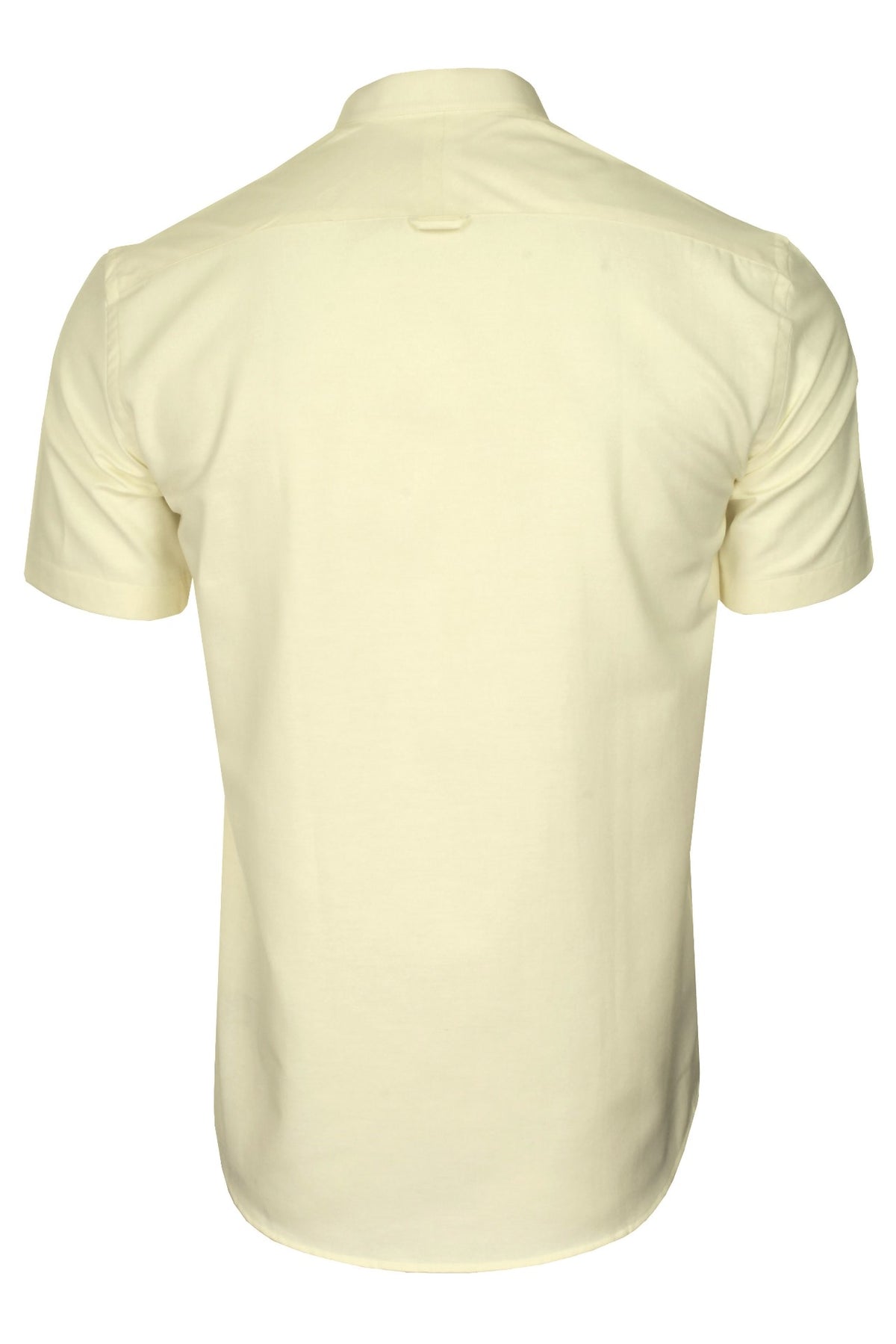 Xact Men's Grandad Collar Oxford Shirt Slim Fit Short Sleeved, 03, Xsh1022, Yellow