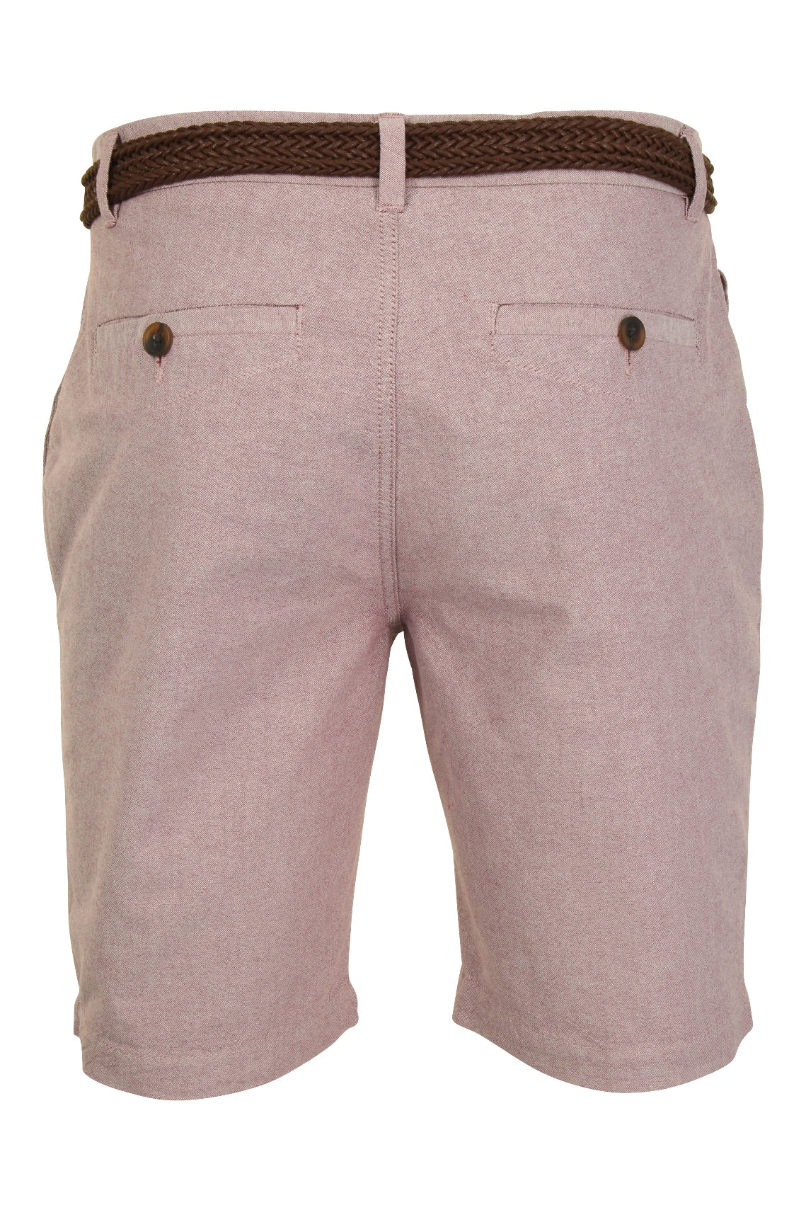 Xact Mens Oxford Chino Shorts with Belt, 03, Xsrt1029, Oxford Pink (Brown Belt)